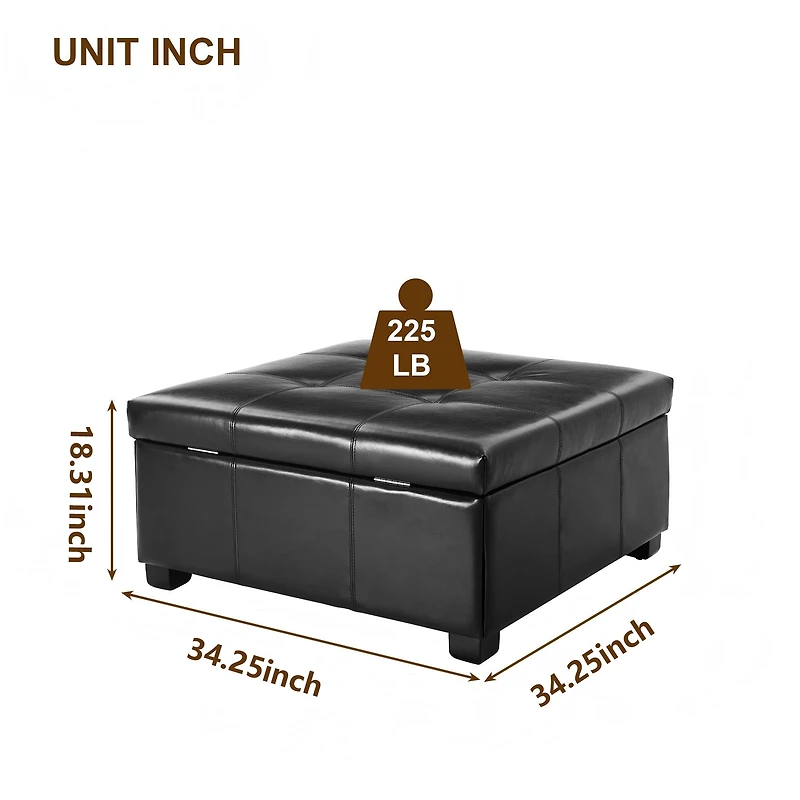 Table basse carrée ottomane Noble House 87 cm (34,25 po), chocolat