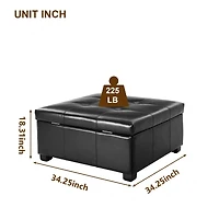 Table basse carrée ottomane Noble House 87 cm (34,25 po), chocolat