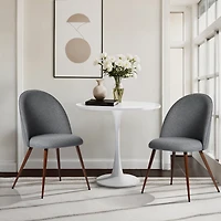 Homy Casa Modern 2-Pack Accent Chair Set, Armless Round Back, Grey Fabric Upholstered