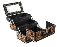 Caboodles Boîte cosmétiques en léopard de 11,25 pouces avec miroir - 2 plateaux
