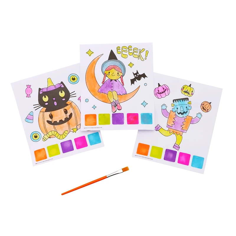 Magic Paint Posters, 10 Paper Sheets with 4 Brushes, Ages 3+, Party Favors, by Way to Celebrate