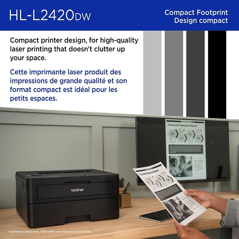 Brother Wireless HL-L2420DW Compact Monochrome Laser Printer, Duplex and Mobile Printing, Refresh Subscription Eligible