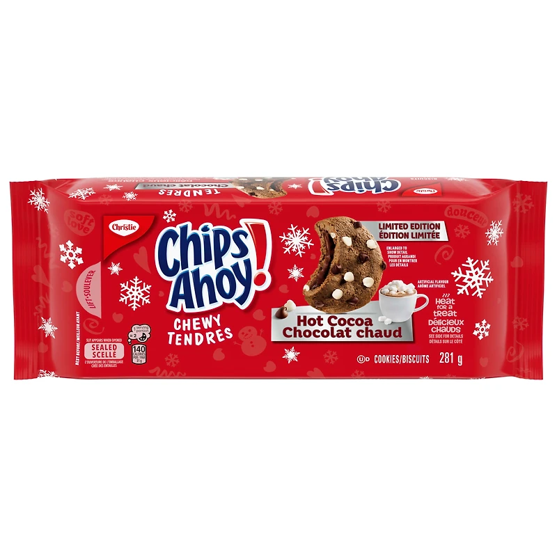 Les biscuits aux pépites à saveur de chocolat CHIPS AHOY! Chocolat chaud, biscuits des fêtes série limitée 281 g
