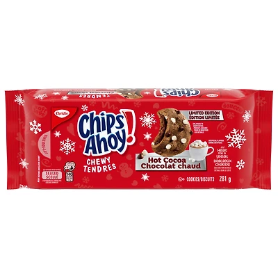 CHIPS AHOY! Hot Cocoa Flavoured Chocolatey Chip Cookies, Limited Edition Holiday Cookies, 281 g
