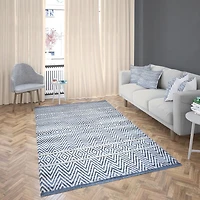 Tapis tissé à plat en coton à chevrons Fabstyles pour salon, couloir, patio