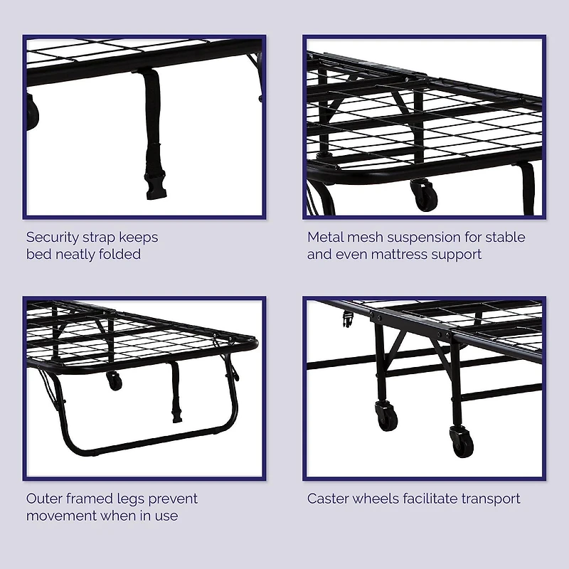 Cadre de lit pliant en métal avec matelas imprimé floral de 5 po pour invité de Signature Sleep lit pliant pour invité