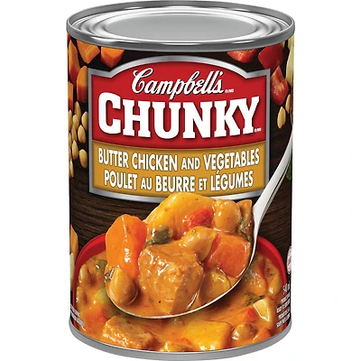 Soupe Poulet au beurre et légumes prête à déguster ChunkyMD de Campbell’sMD, longue conservation