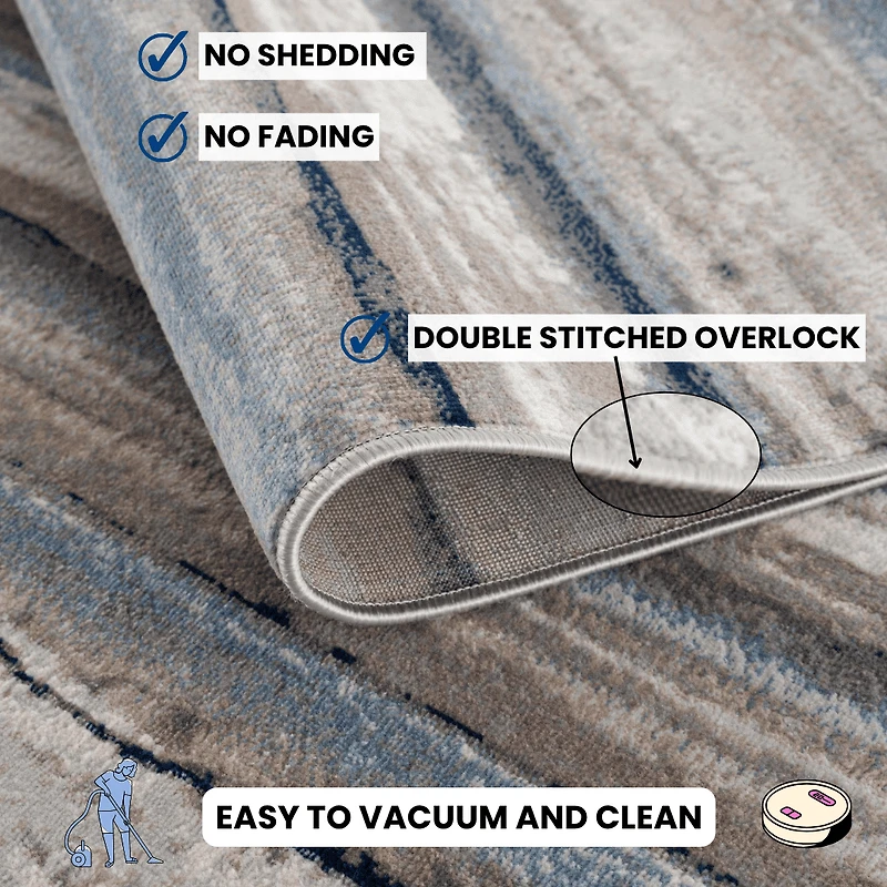 Rug Branch Havana 2' x 19' (Exact Size: 2'3" x 19') Scandinavian Indoor Runner Rug, Blue Brown, Contemporary - Entryway, Hallway, Bathroom, and Kitchen