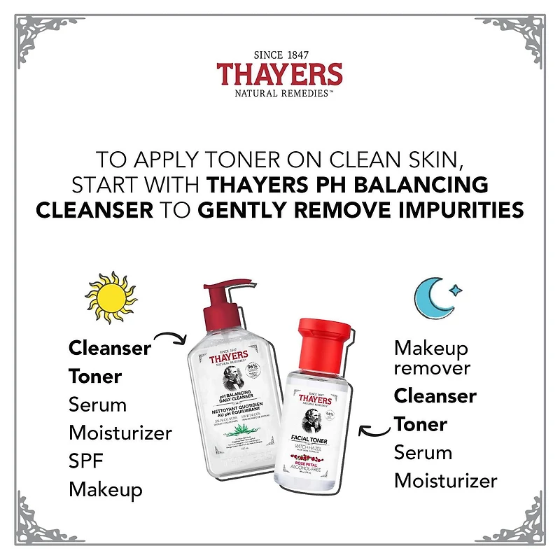 THAYERS Tonique Visage Pétale de Rose Sans alcool formule à l'hamamélis et à l'aloès Format voyage 89ml