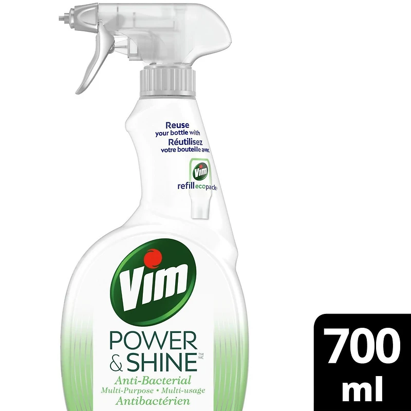 Nettoyant en vaporisateur Vim Power et Shine
