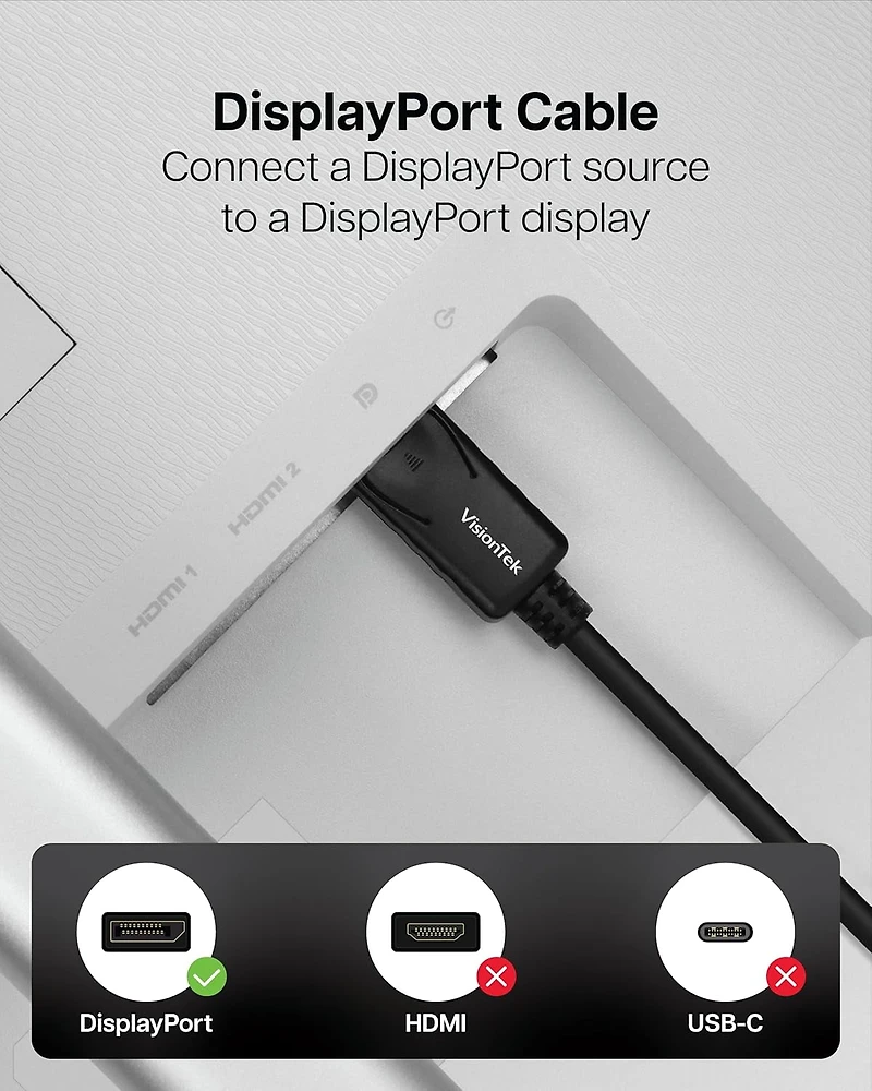 Visiontek DisplayPort to DisplayPort (M/M) 2 Meter Cable