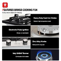 GASLAND Chef GH30BF Cuisinière à Gaz à 2 Brûleurs, Gaz Naturel Convertible 12 Pouces Ng/gpl, Table de Cuisson au Propane, Cuisinière à Gaz à Double Brûleur