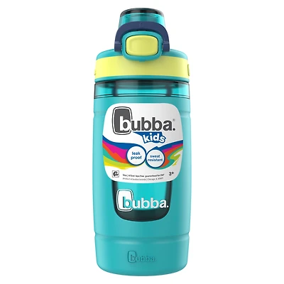 bubba Kids Flo Water Bottle, 16 oz (473 ml), Wide Mouth, Silicone Sleeve, Push Button Lid