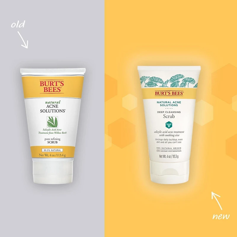Exfoliant nettoyant en profondeur de la gamme Solutions naturelles contre l’acné de Burt’s Bees®, traitement contre l’acné à base d’acide salicylique avec Cica apaisante, formule d’origine naturelle à 99 %