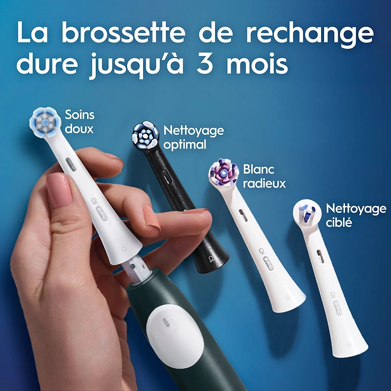 Brosse à dents électrique rechargeable Oral-B iO Série 2, vert forêt avec 1 brossette soins doux – Capteur automatique de pression pour protéger les gencives – 3 modes –