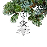 Arbre D'Ornement En Métal Argenté Plat De Noël - Ensemble De 12