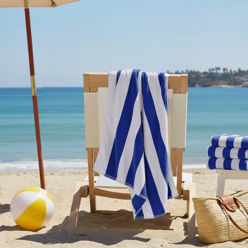 Lot de 4 serviettes de plage Mainstays Cabana Stripe, bleu