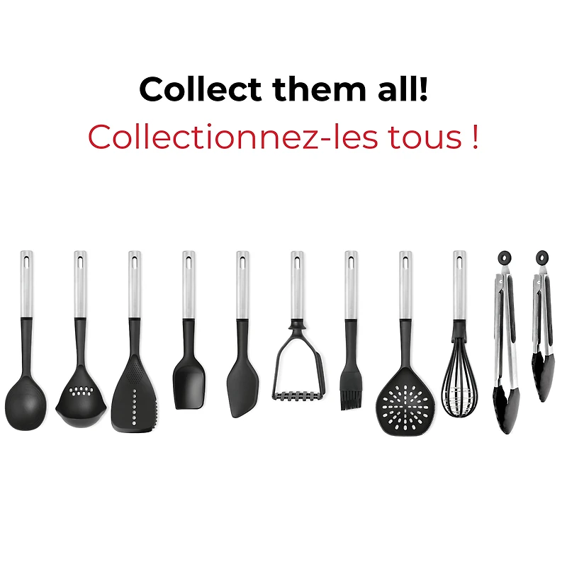 Starfrit Gourmet STEEL Nylon Whisk, High Heat Resistant, Safe for Non-Stick, Stainless Steel Handle, Three Balloon Whisk for Efficiency, Integrated Rest, Dishwasher Safe, Whisk sauces, creams and eggs with ease using the Starfrit Gourmet STEEL Nylon Whisk. Its 430-grade stainless steel handle and heat-resistant nylon head are safe for non-stick cookware. Features an integrated rest and triple-balloon design for efficient whisking. Dishwasher safe.
