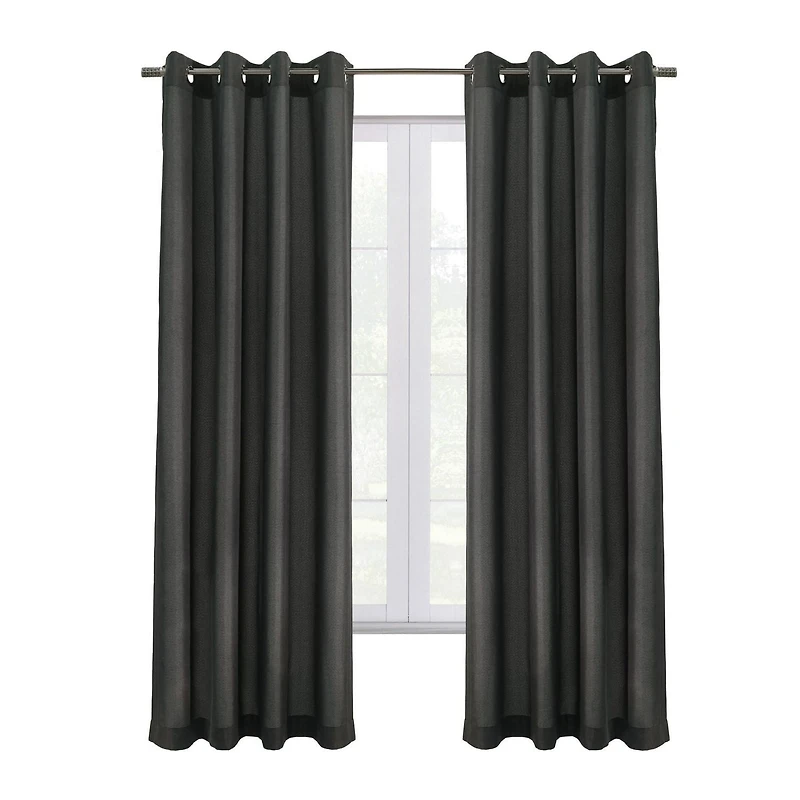Loft Living Elba Total Blackout Textured Grommet Single Curtain Panel 52" x 63" in Charcoal
