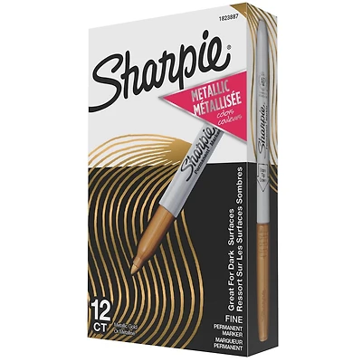 Sharpie Metallic Permanent Markers, Fine Point, Gold