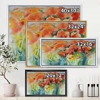 Designart Red Blossoming Poppies V FLOAT FRAME WALL ART