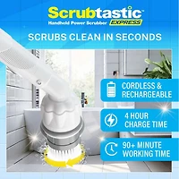 Bell + Howell Scrubtastic Express White Rechargeable Handheld Power Scrubber – Cordless Bathroom Cleaner