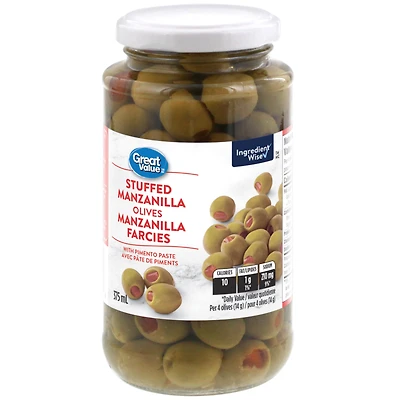 Great Value Stuffed Manzanilla Olives with Pimento Paste