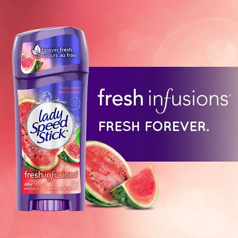 Antisudorifique/désodorisant Lady Speed Stick Fresh Infusions Melon Juteux, en bâton invisible 65g