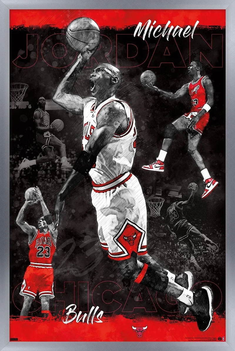 Michael Jordan - Sketch Wall Poster, 22.375" x 34" Framed