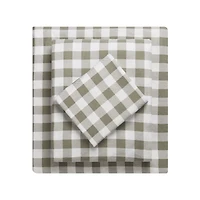 HOMETRENDS 3-Piece Tan Bufflalo Check Flannel Sheet Set, Twin, 100% Cotton