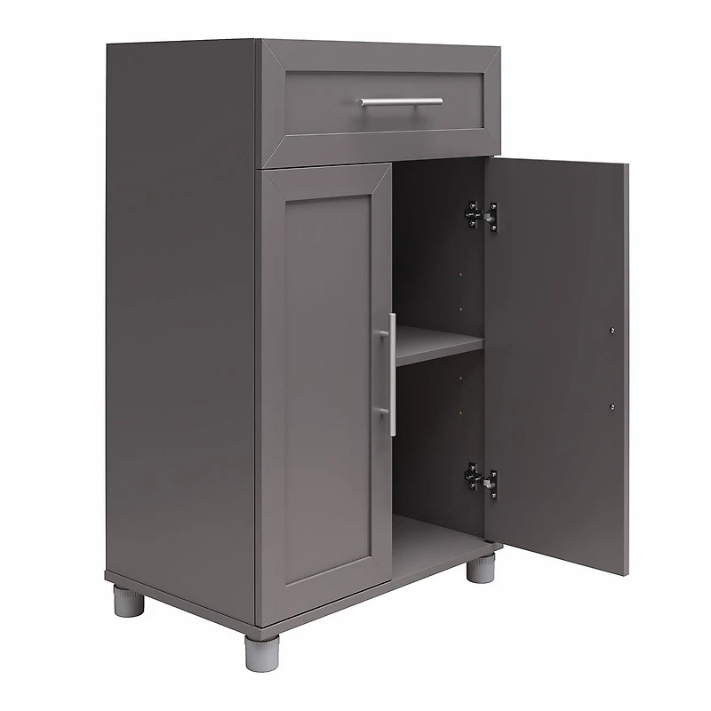Systembuild Evolution Camberly Framed 2 Door/1 Drawer Storage Cabinet, Graphite Gray