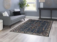 Larson 5' x 7' Washable Area Rug, Teal and Ivory