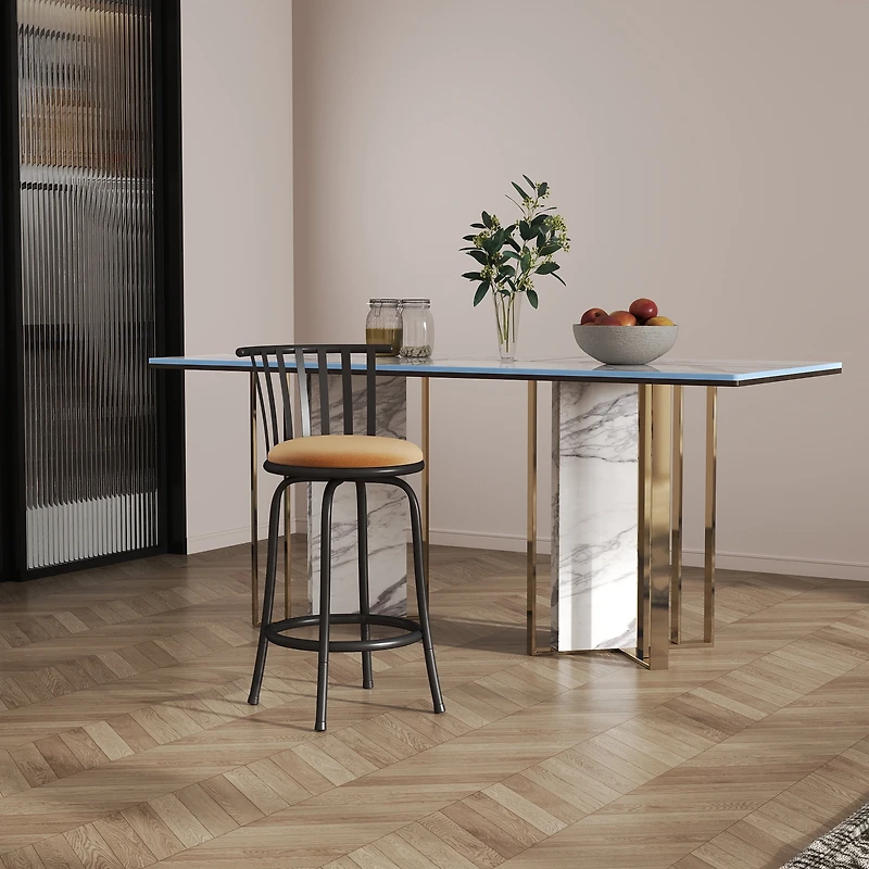 Ensemble de tabourets de bar pivotants de style industriel Homy Casa, en suédine avec revêtement en suédine