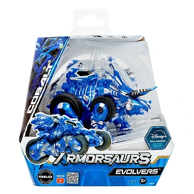 Dinosaure Armorsaurs Evolver Cobalt se transformant en véhicule-jouet, figurine Dino 2 en 1 avec transformation à plusieurs étapes, enfants, garçons, filles, âge 6 ans et +