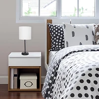 LimeLights Black Stick Lamp with Charging Outlet and Fabric Shade, White