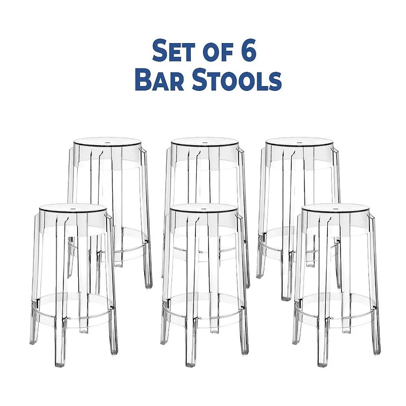 Heavenly Collection Clear Plastic Bar Stool SET OF 6