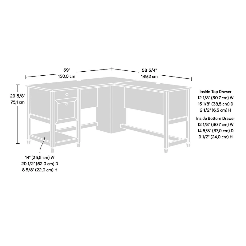 Sauder Edge Water L-Shaped Desk