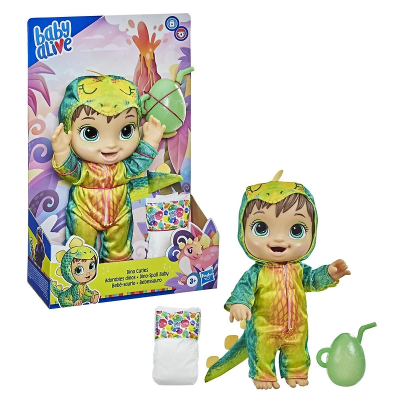 Baby Alive, bébé Adorables dinos, stégosaure aux cheveux bruns