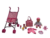 Poupée avec poussette (Rose chaud)