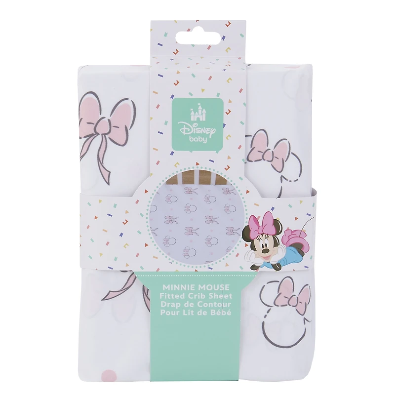 Minnie Mouse Sweet Bows Fitted Crib Sheet, Infant Girl, Pink