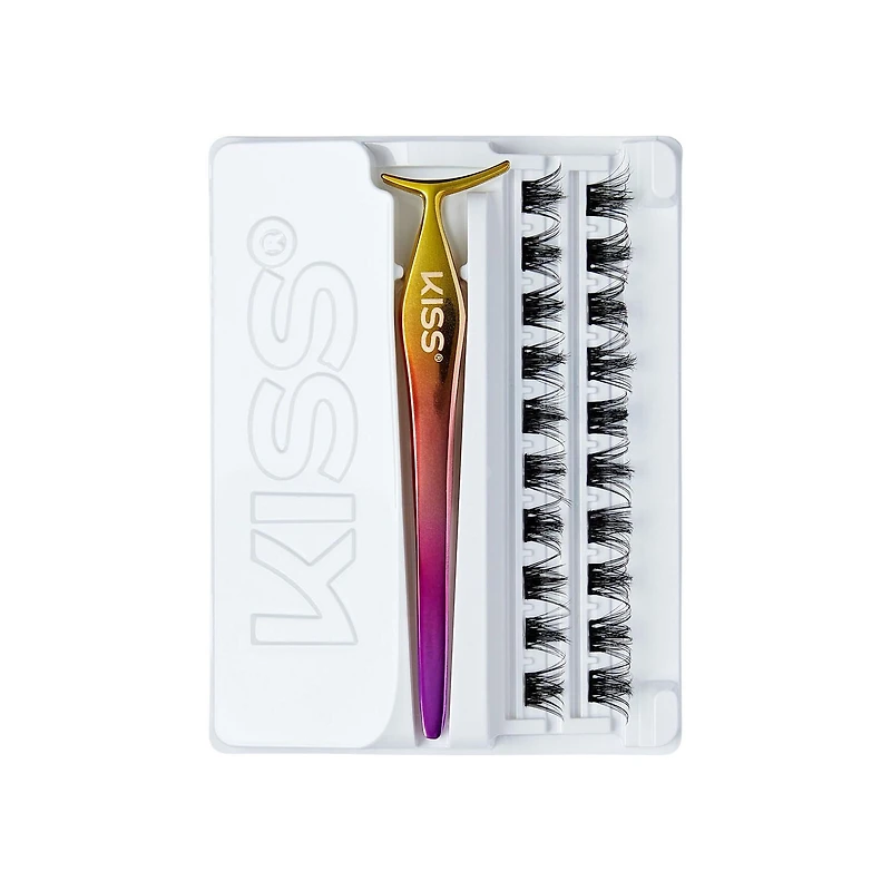 KISS ImPRESS Press-On Falsies Eyelashes, Spiky, 20 Clusters, ImPRESS Press-On
