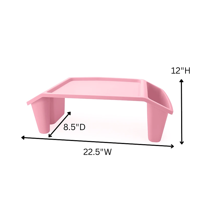 Storex Portable Plastic Lap Desk, Lightweight Tray for Children, Pink, 3-Pack