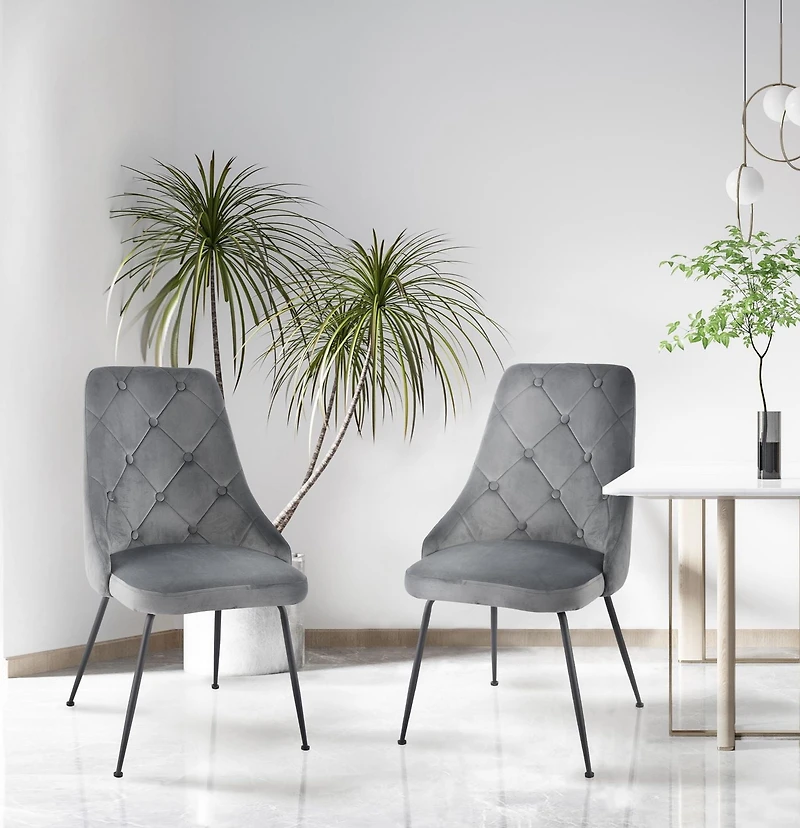 Topline Home Furnishings Velvet Side Chair with Black Legs
