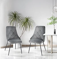 Topline Home Furnishings Velvet Side Chair with Black Legs