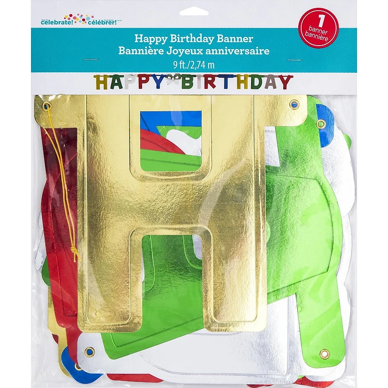 Grande bannière de fête « Joyeux anniversaire » arc-en-ciel 108 po x 8 po Grande bannière de joyeux anniversaire