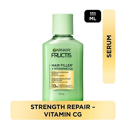 Garnier Fructis Hair Fillers + Vitamine C Sérum Sans Sulfates Réparateur et Fortifiant, pour Cheveux Faibles et Endommagés, Jusqu'à 4X Moins de Cassures & 79% de Force en Plus, 111ml Renforce les cheveux abîmés