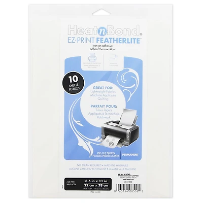 HEATNBOND EZ Print Feather Lite, 10 mcx, 22 x 28 cm (8½" x 11")