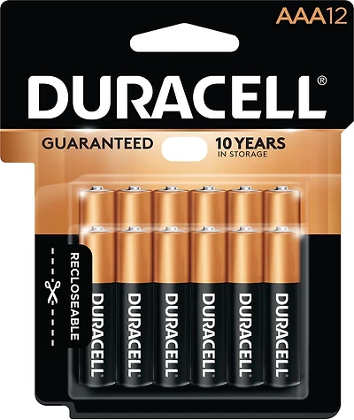 Duracell 1.5V Coppertop Alcalines, AAA <br>Piles, un Paquet de 12