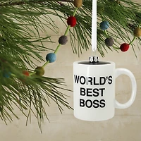 Décoration Hallmark de Noël (Tasse à café « World's Best Boss », The Office, en verre soufflé)