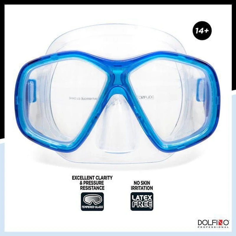Masque de plongée Dolfino Pro Makena pour adulte - Bleu